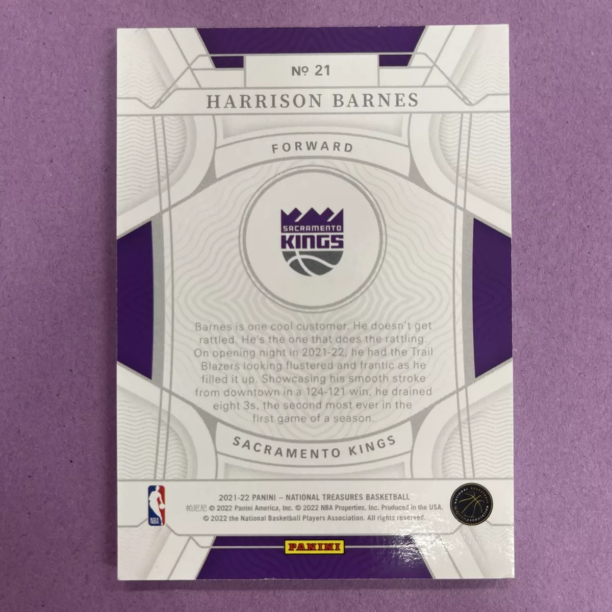 2021-22 Panini National Treasures Harrison Barnes #21 BASE /99