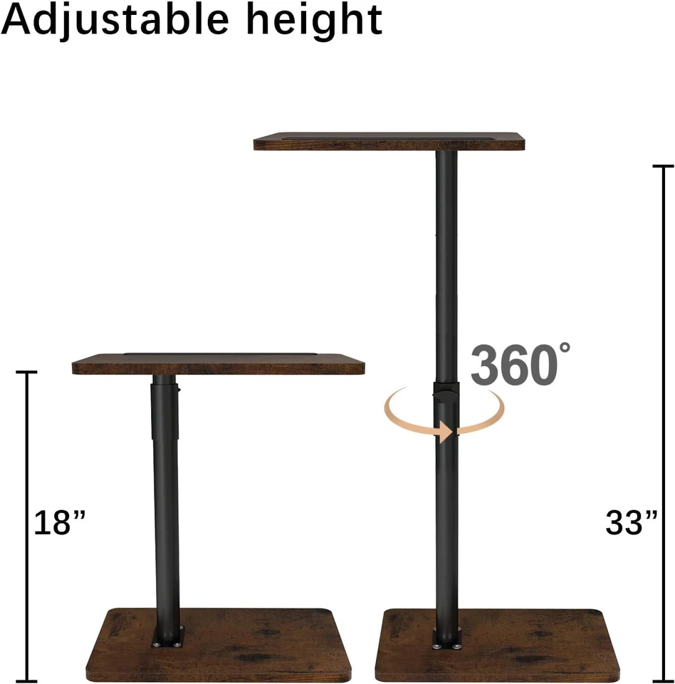 Sofa Armrest Tray Table for Couch - 360° Swivel Height Adjustable End for Small - Image 2 of 4