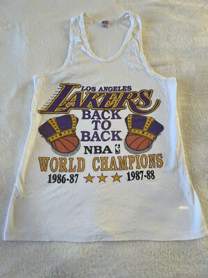 Vintage Lakers Back To Back World Champions Tank Top Large