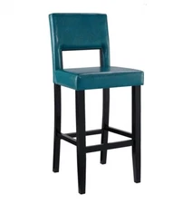 Linon Vega Bar Stool, 19" W x 20" D x 44.5" H, Aegean Blue