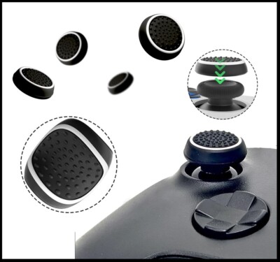 4x Controller Thumbstick Gummi Kappen Grip Aufsätze Silikon Cap  Xbox PS4 PS5