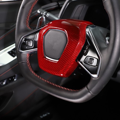 Red Real Carbon Fiber Full Interior Set Decor Cover Trim Kit for Corvette C8 20+ - Picture 203 of 444