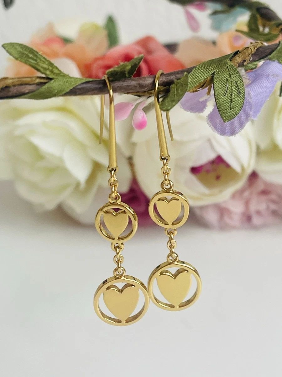Orecchini pendenti oro I love Cammeo rosa perla e cuore | Nina tra le