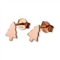 Rotgold Getauchtes 925 Sterlingsilber WeißNachtsbaum Ohrstecker