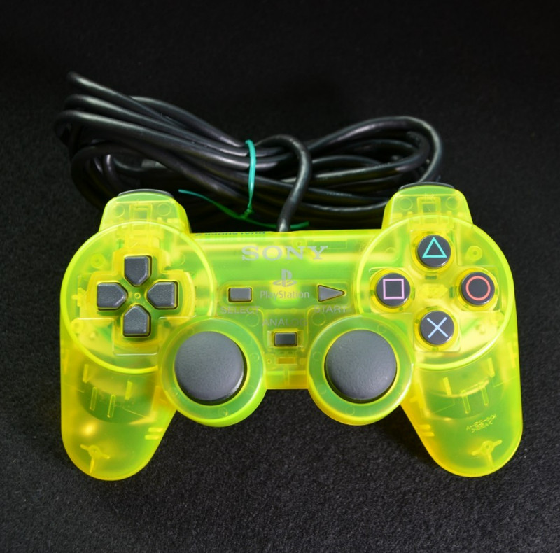 OEM PlayStation 2 Dualshock 2 Controller Clear Lemon Yellow - Tested & Working