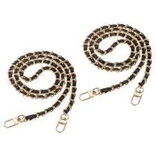 2Pcs 43" Purse Chain Strap with Buckle for Bags Black, Gold 