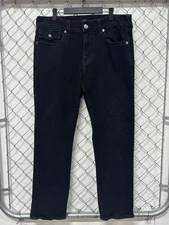 True Religion Ricky Relaxed Straight Black Denim Jeans Size 34x31