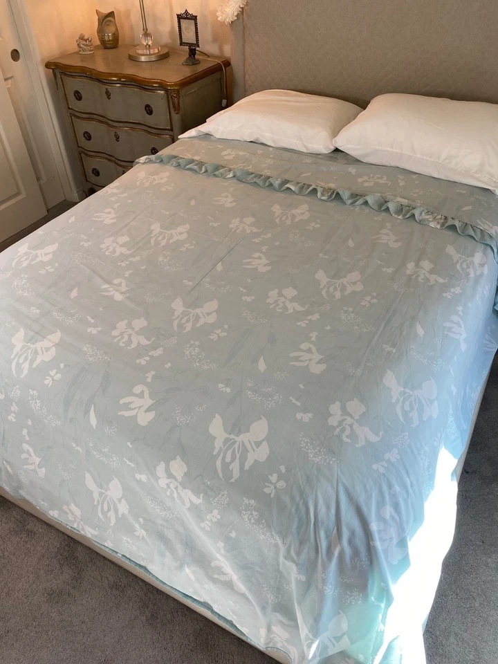 Wamsutta Sábana Reina con Volantes Vintage Azul Floral Cabaña Romántica Foto 4 de 4