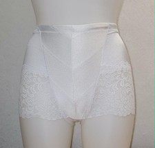 size 30"- L Crown-ette 7000 satiny lace boy cut leg control brief white 27020