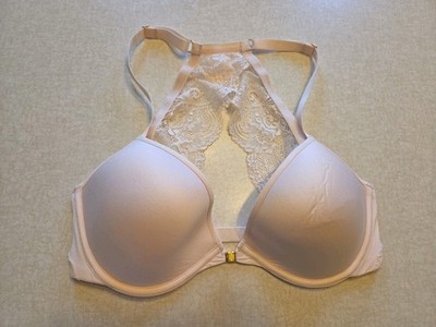 Third Love Lace Racerback Bra 36C Beige Lined Front Close Underwire