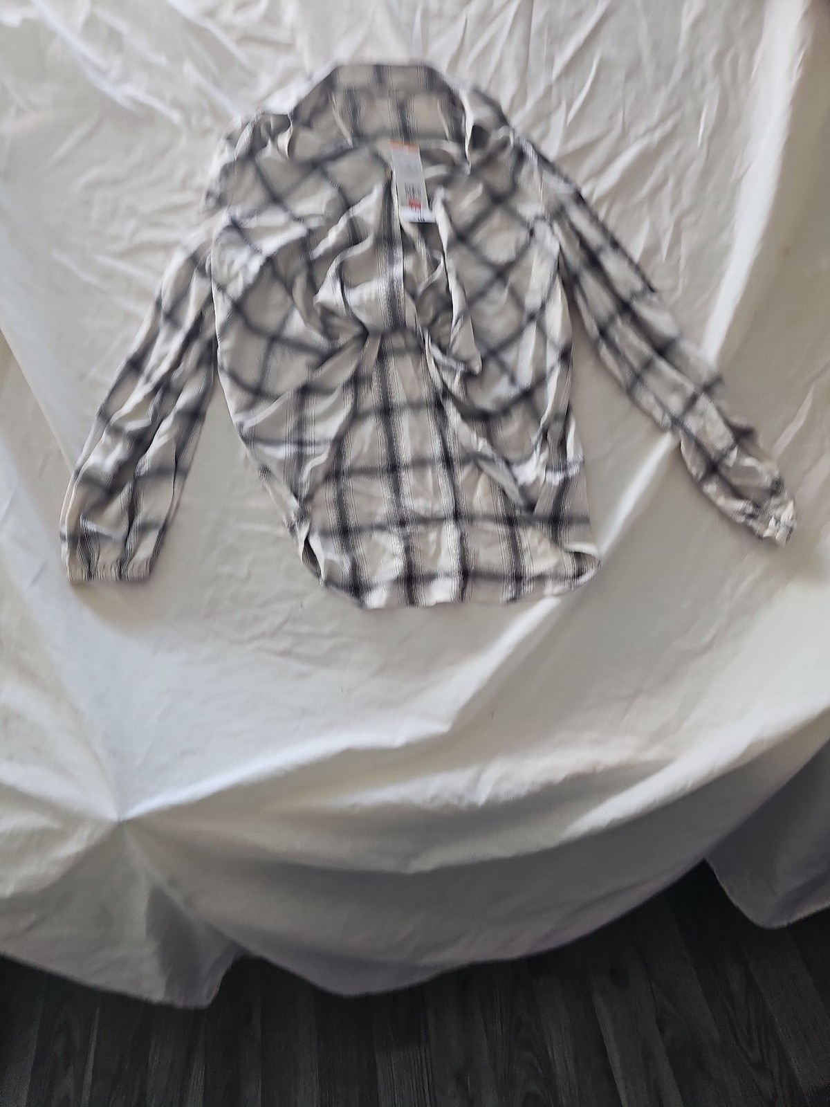 F&F Women's Monochrome Checked Tie-Front Blouse - New With Tags