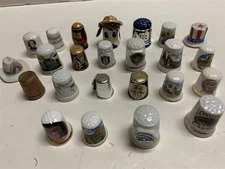 Lot of 24 Vintage Souvenir Sewing Thimbles Unique TX Estate
