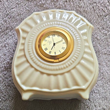 Lenox Porcelain Desk Clock Ivory Gold Analog Roman Numerals Made in USA