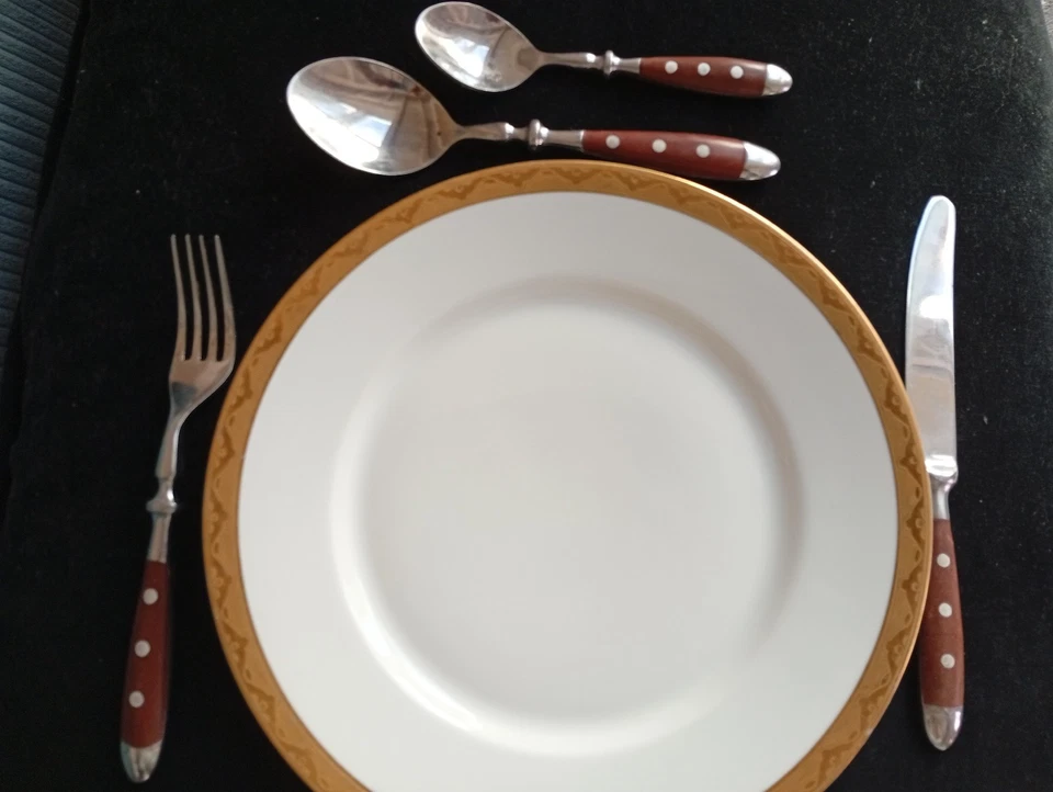 edles Landhaus Bistro Jagd Nieten Besteck 24 teilig braun 6 Pers. edelstahl - Bild 2 von 4