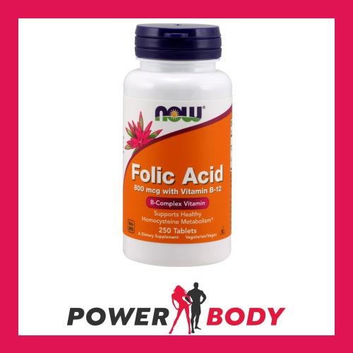 NOW Foods - Folic Acid with Vitamin B12, 800mcg - 250 tabs