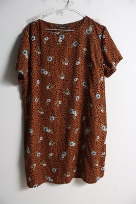 Boohoo Damen Leopardenmuster Etuikleid - braun - Größe 16 (j51)