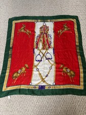 Vintage Equestrian Horse 100 Silk Scarf 34"Lx33"W