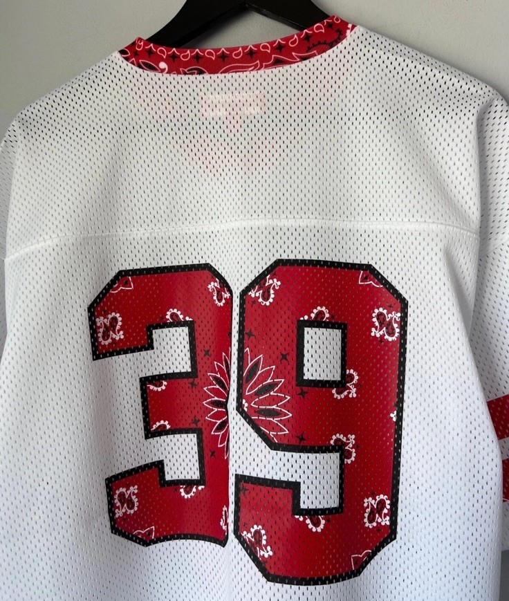 Supreme Bandana Football Jersey - Size XL - White Red - NEW