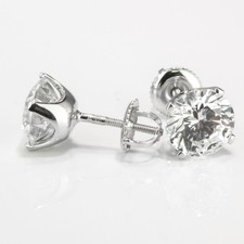 Diamond Stud Earrings 2/3 CT Round Cut I/SI1 18K White Gold Affordable