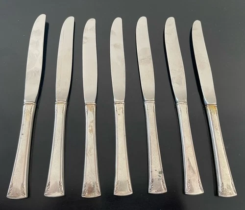 International Sterling Silver Set of (7) Dinner Knives 9.35” Flatware