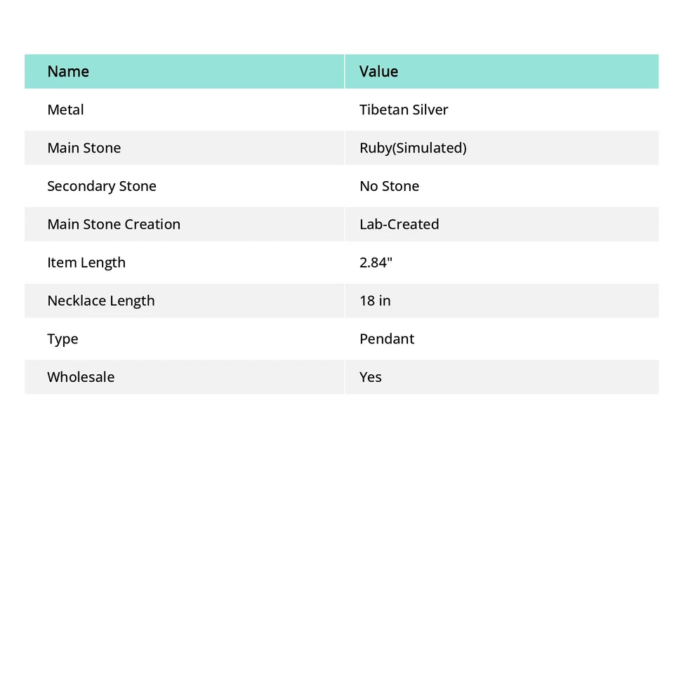 Colgante de plata de ley 925 hecho a mano con piedras preciosas de rubí (simulado) de 2,84" J819 Foto 2 de 2