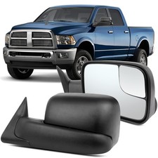Manual Tow Mirror Ram 1500 2500 3500 1994-2002 Black Passenger Side