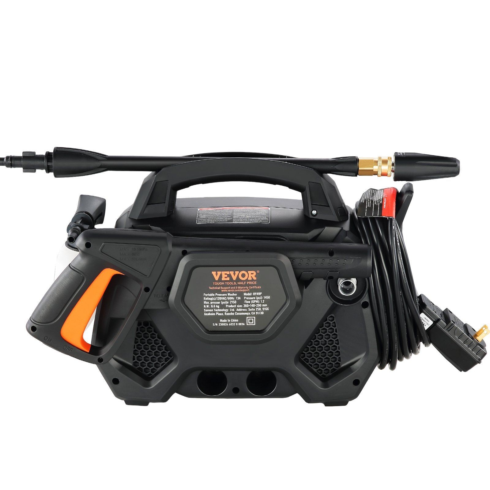 2150PSI 1.85GPM Compact Electric Power Washer w/ Turbo, Foam Cannon & Hose Reel