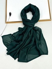 3 Dark Green Soft Solid Hijab Shawl Breathable Elegant Headwrap