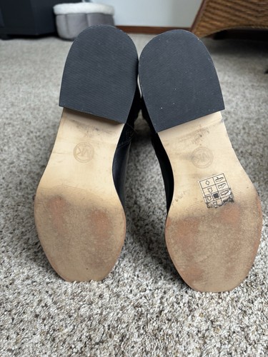 Michael Kors Tall Riding Boots Brown Black Gold Medallion High Leather Women 8 M - Picture 12 of 19