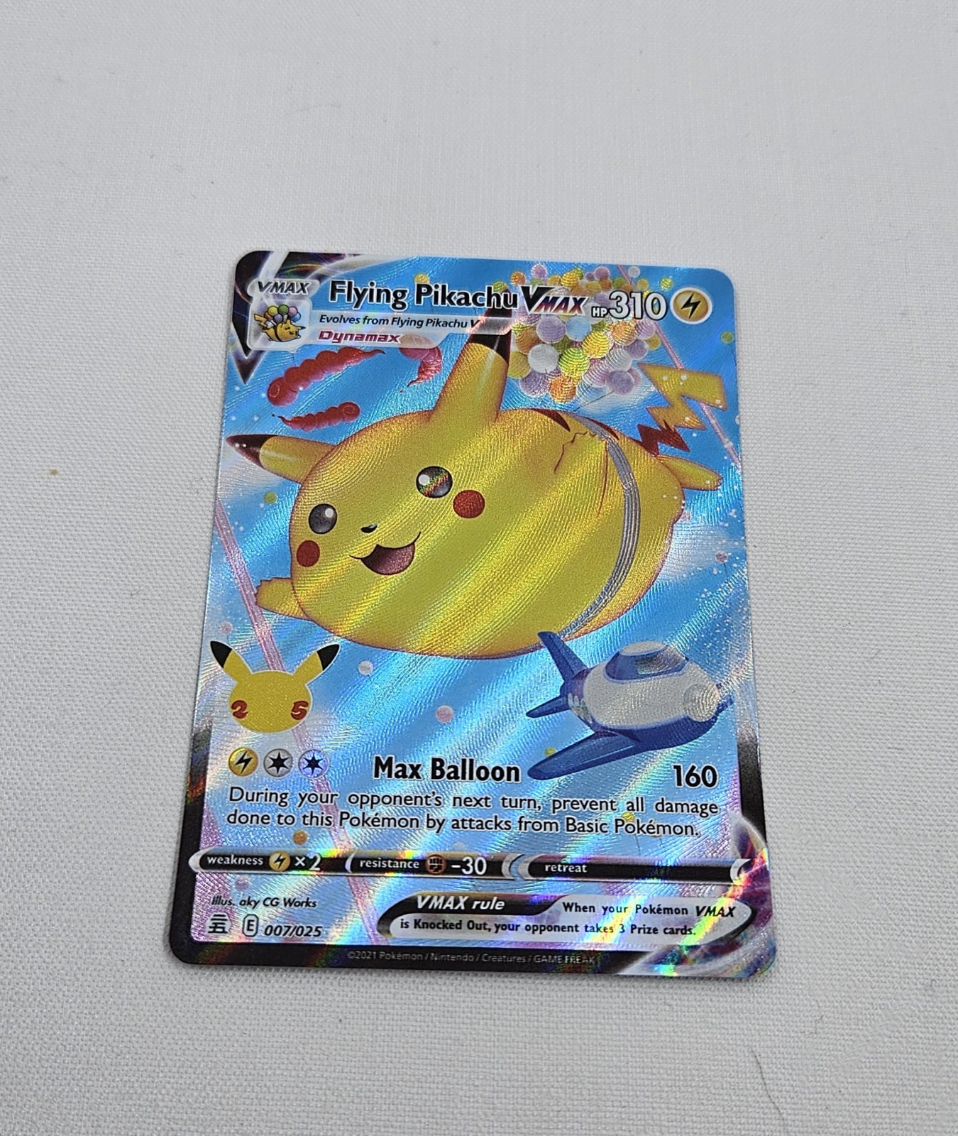 Flying Pikachu VMAX 007/025 Celebrations Holo Pokemon Card 
