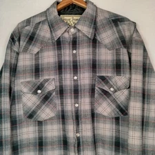 Jesse James Work Wear West Coast Choppers Shirt Men XL Gray Black Plaid Biker