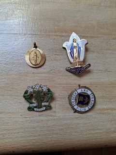 Vintage Silver & Enamel Religious Badges JobLot Fattorini Our Lady Liverpool YLU