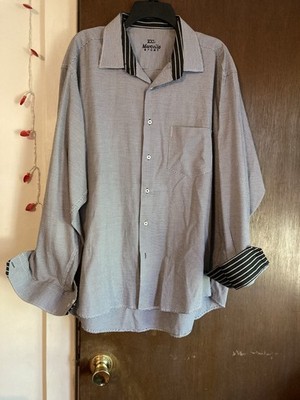Marcello Sport Men s Dress Shirt Button Up Flip Cuffs Black/ White Size XXL Nice