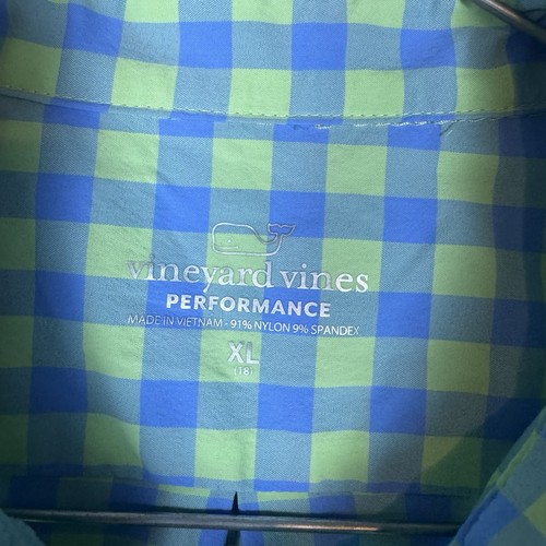 Vineyard Vines On-The-Go Performance Shirt Boys XL (18) Gingham Buffalo Check - Picture 5 of 11