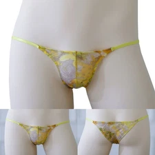 Low Waist Nylon Men Lace Thong Slim Pouch Tback Underwear Gstring Jockstrap