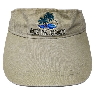 Captiva Island Strapback Visor Hat Beige One Size Embroidered Outdoor