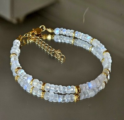 AAA+ Mondstein Perlen Armband Damen Gold Armband Heilkristall 