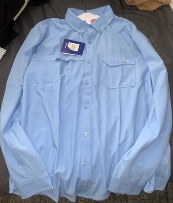 Huk Tide Point Shirt Men L Long Sleeve Performance Fishing Casual H1500062 NWT