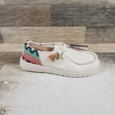 Hey Dude Wendy Funk Beach Woven Womens Loafer Shoes Sz 7 Egret Slip On Comfort