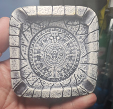 Vintage Aztec Sun Calendar 3.5" Ashtray Mexico Travel Vacation Souvenir Resin