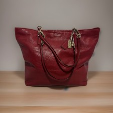 COACH MADISON EAST WEST LEATHER TOTE LI SCARLET Large Gold Hardware Red