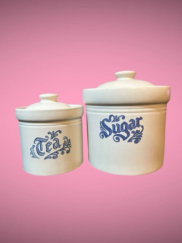 Vintage Pfaltzgraff Yorktowne Tea Sugar Canister Set Of 2