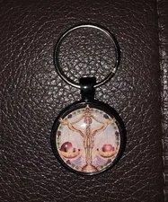 NEW!!Libra Zodiac Keychain Metal Round Pendant Astrology Gift