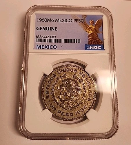 1960mo 1966 Mexico Un 1 Peso NGC Genuine Silver Coin