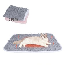 2-Pack Pink  Gray Self-Warming Cat Mat Self-Heating Dog Mat Warm Pet Pad R...