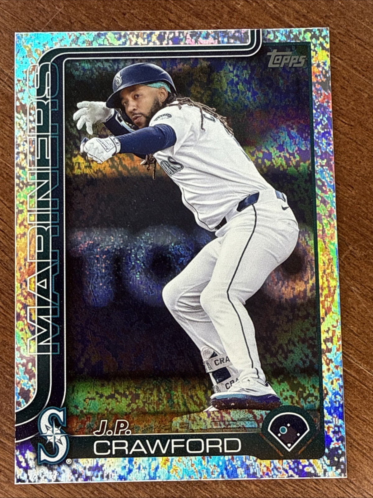 2025 Topps Series 1 Baseball Card 298 Sand Glitter Parallel J.P. Crawford M’s