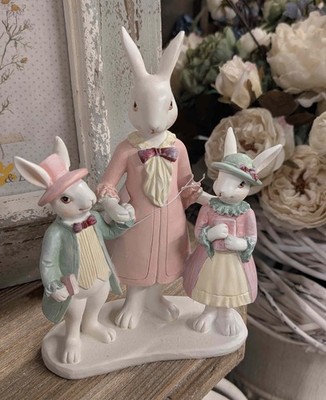 Osterdeko Mama mit Kindern 16 x 8 x 21 cm Landhausstil Paselltöne  Clayre & Eef