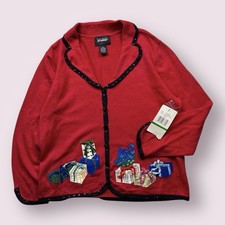 Vintage Women s Designers Originals Studio Joy Christmas Cardigan 90s NWT Sz M