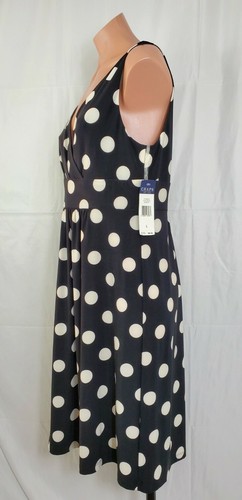 Chaps Pacific Heights Black White Polka Dot Sleeveless Dress Size Large NWT - Picture 5 of 12