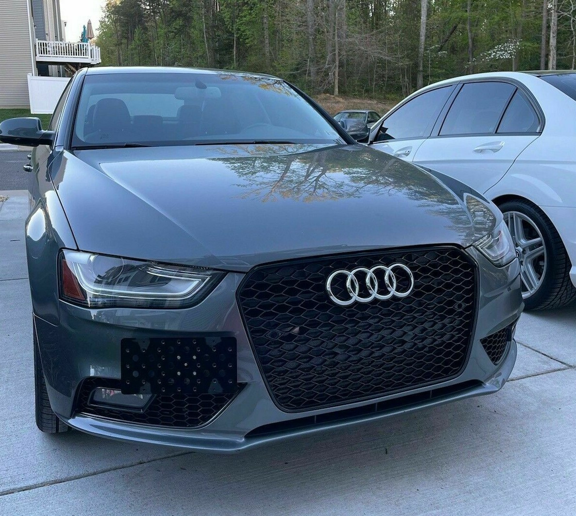 Front Bumper Tow Hook License Plate Mount Bracket For Audi A4 S line